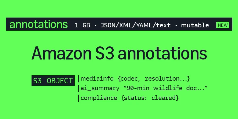 تصویر مرتبط با خبر: Amazon S3 annotations: attach rich, queryable context directly to your objects | Amazon Web Services