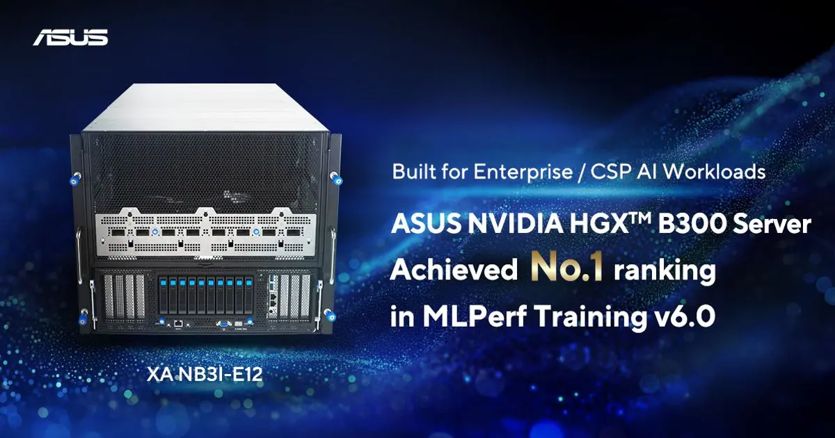 تصویر مرتبط با خبر: ASUS HGX B300 Server Dominates MLPerf AI Training Benchmarks