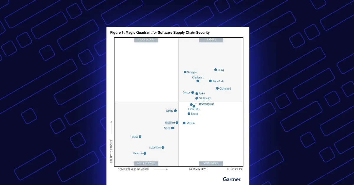 Image of a screenshot of the Gartner Magic Quadrant for Software Supply Chain Security in 2026