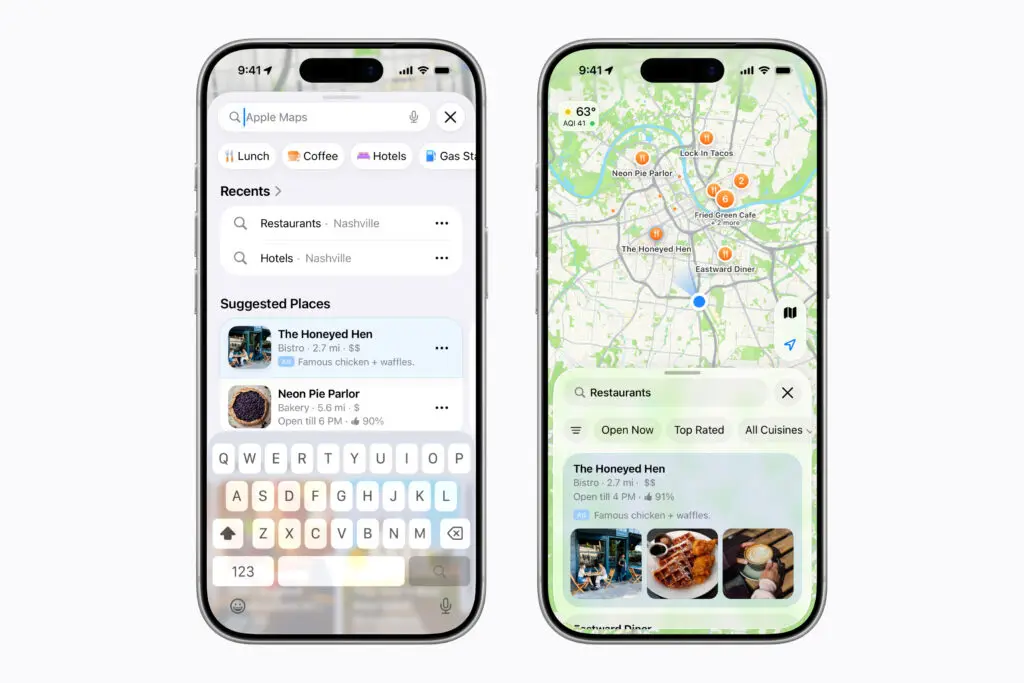 La publicité se rapproche de l’application Plans d’Apple