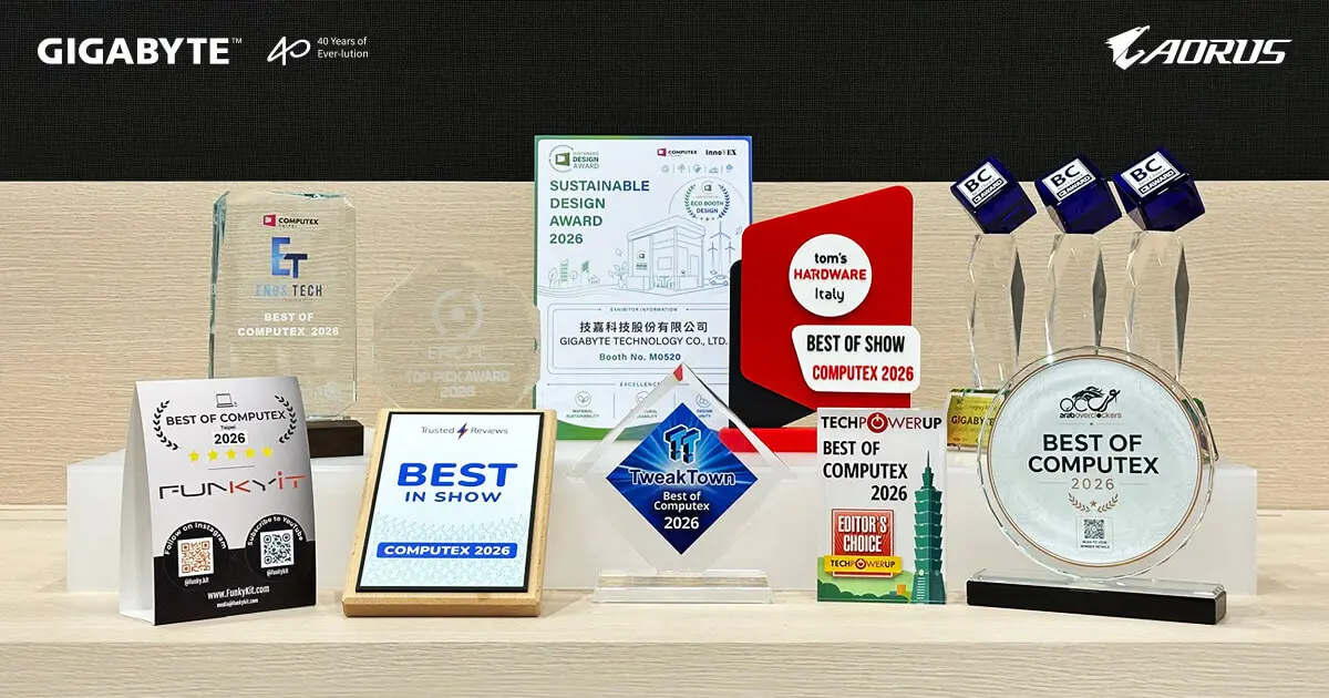 تصویر مرتبط با خبر: GIGABYTE Celebrates 40 Years of Milestone at COMPUTEX 2026 with Award-Winning AI, Gaming, and Design Showcases - GIGABYTE Global