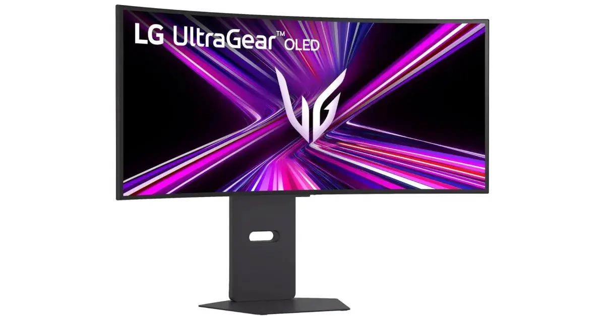 An LG 34GX900A-B UltraGear monitor in front of a white background