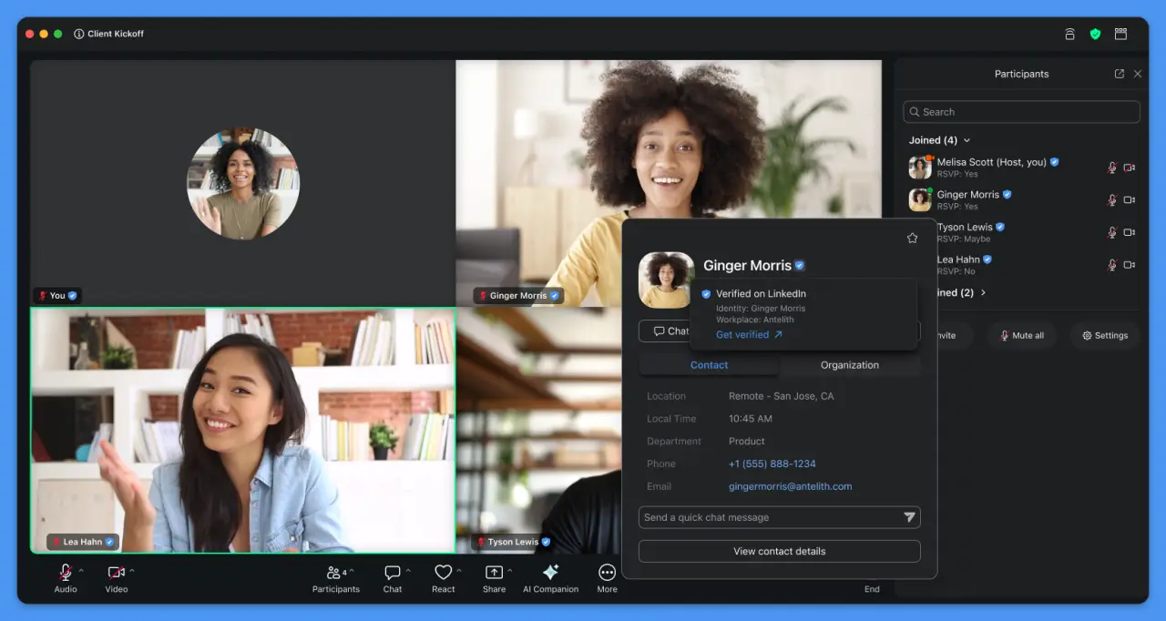 Zoom Verified on LinkedIn Example