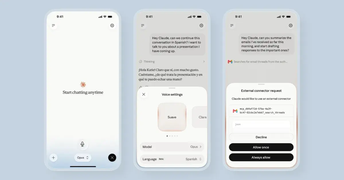 تصویر مرتبط با خبر: Anthropic upgrades Claude voice mode with more powerful models - 9to5Mac