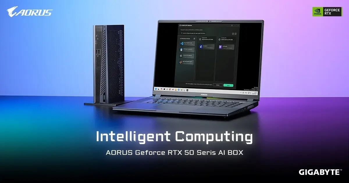 تصویر مرتبط با خبر: GIGABYTE AORUS GeForce RTX™ 50 Series AI BOX Brings Desktop-Class Computing Power and Accessible AI Ecosystem to Ultrabook Laptops - GIGABYTE Global