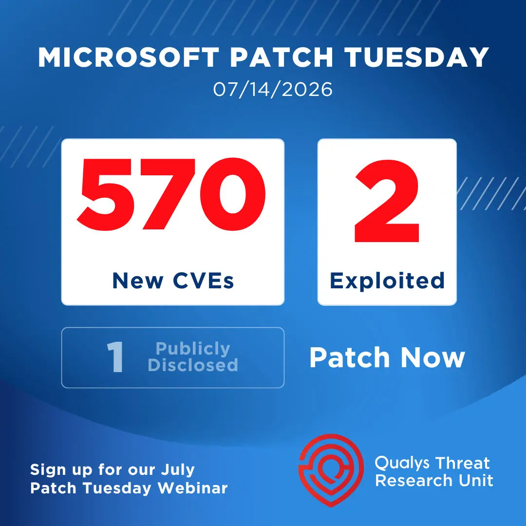 تصویر مرتبط با خبر: Microsoft and Adobe Patch Tuesday, July 2026 Security Update Review | Qualys