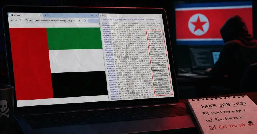 تصویر مرتبط با خبر: Fake Coding Tests Deliver OtterCookie-Aligned Malware Hidden in SVG Flag Images