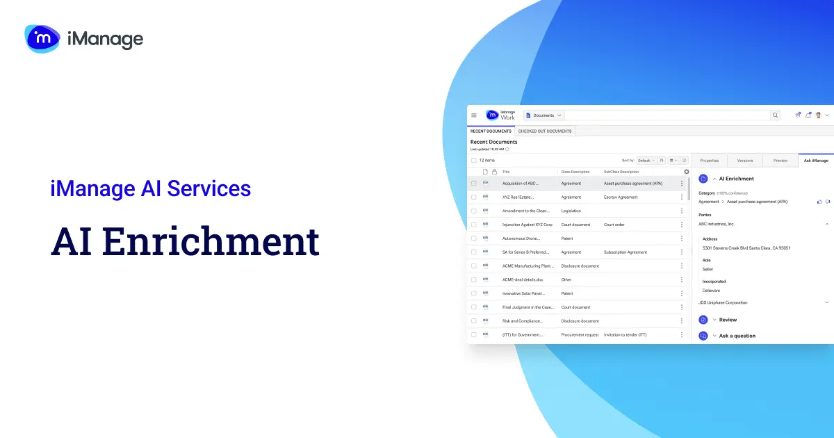 تصویر مرتبط با خبر: iManage AI | AI Enrichment | iManage