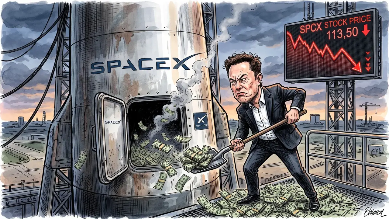 تصویر مرتبط با خبر: SpaceX-Aktie stürzt weiter ab: Über eine Billion Dollar vernichtet