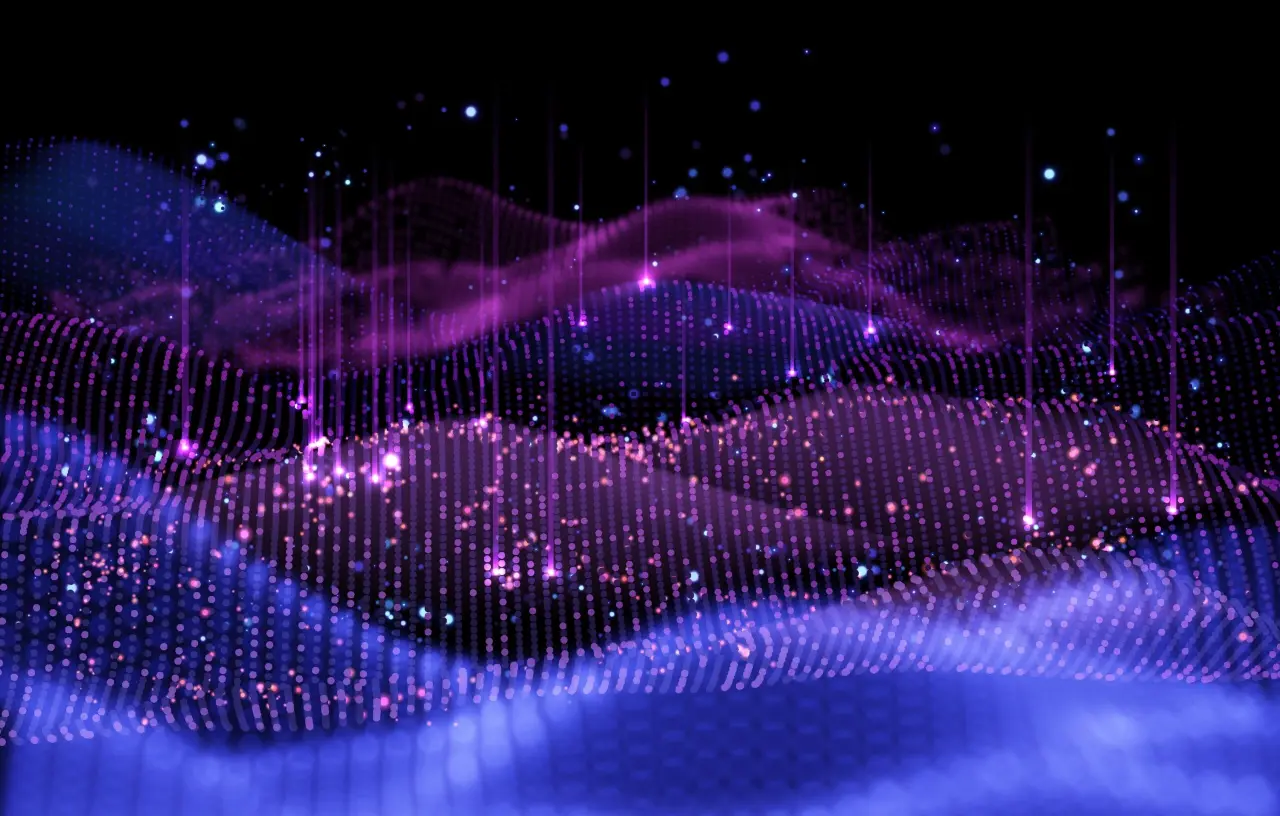 deep,blue,digital,wave,with,glowing,particles.,cybernetic,ocean,abstract