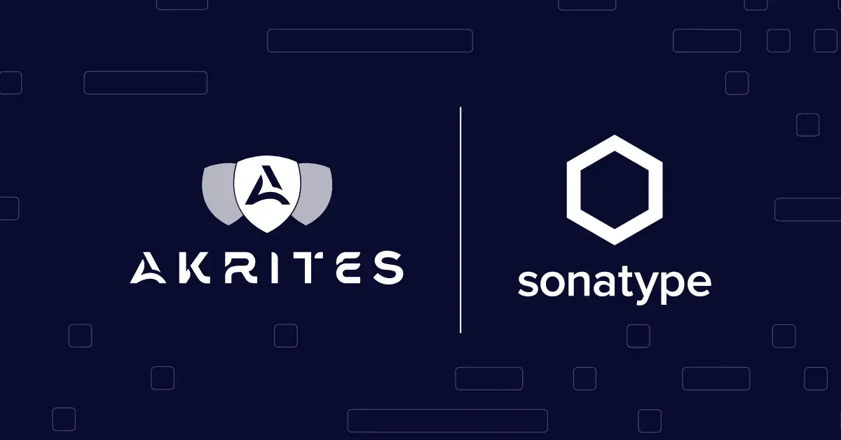 Image with a logo for Akrites side-by-side with the logo for Sonatype
