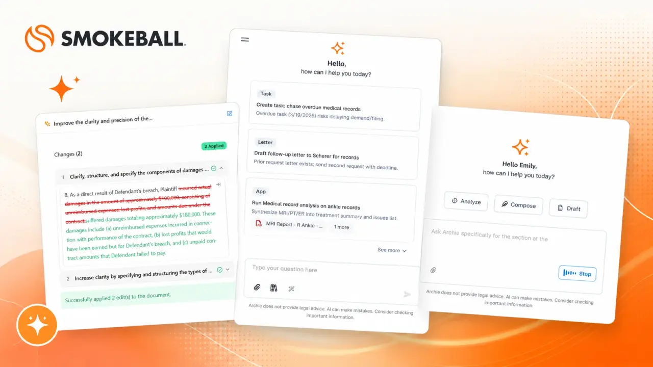 تصویر مرتبط با خبر: Two Years After Launching Its AI Assistant Archie, Smokeball Rolls Out the ‘Next Generation’ Built on Agentic AI, and Embedded in Word and Outlook