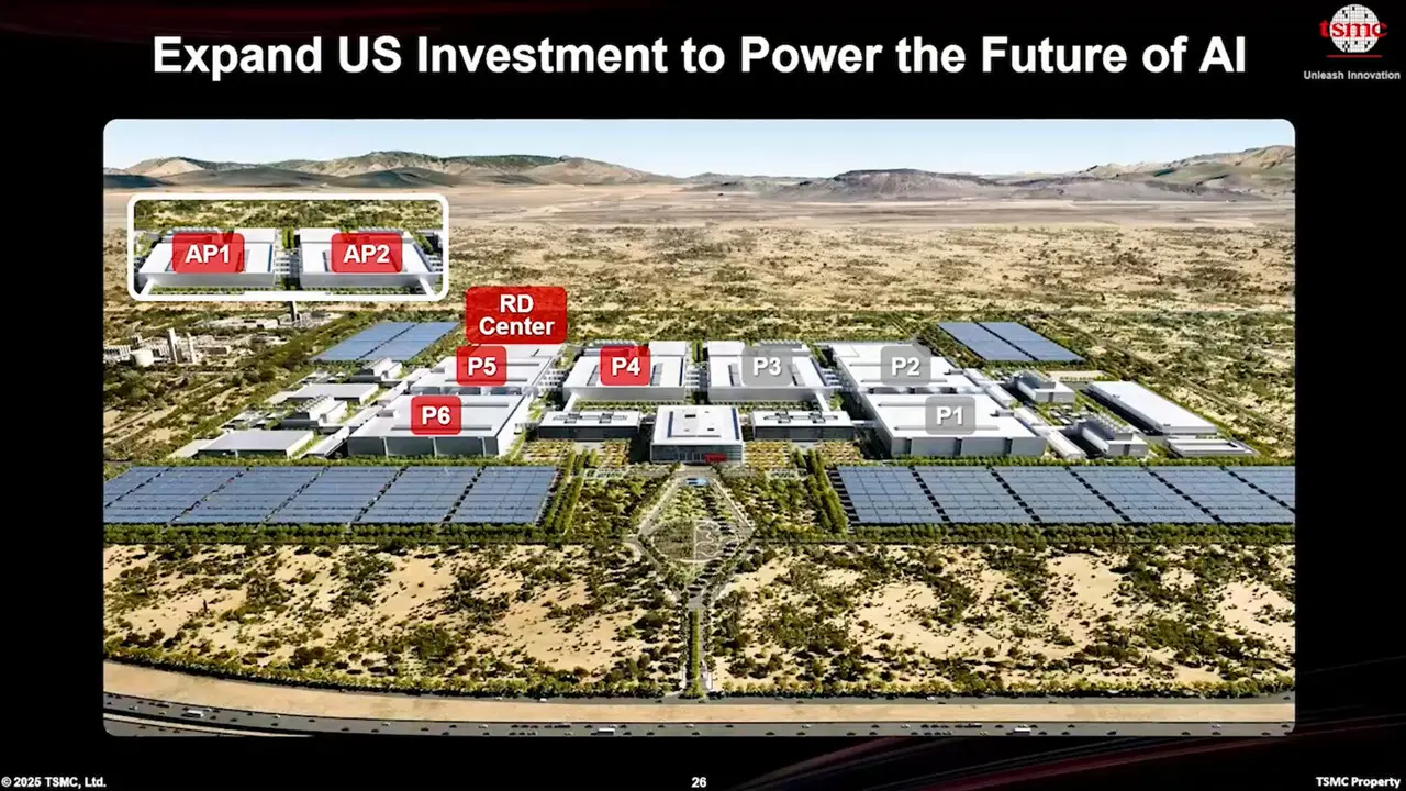 تصویر مرتبط با خبر: 100 Milliarden US-Dollar: TSMC erweitert US-Fabrik um vier Phasen und Packaging