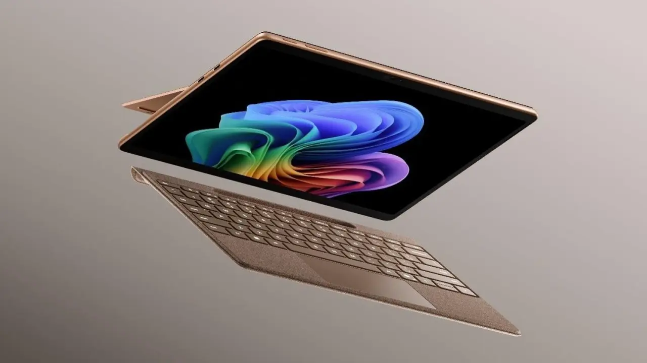 Surface pro open with Windows 11 wallpaper