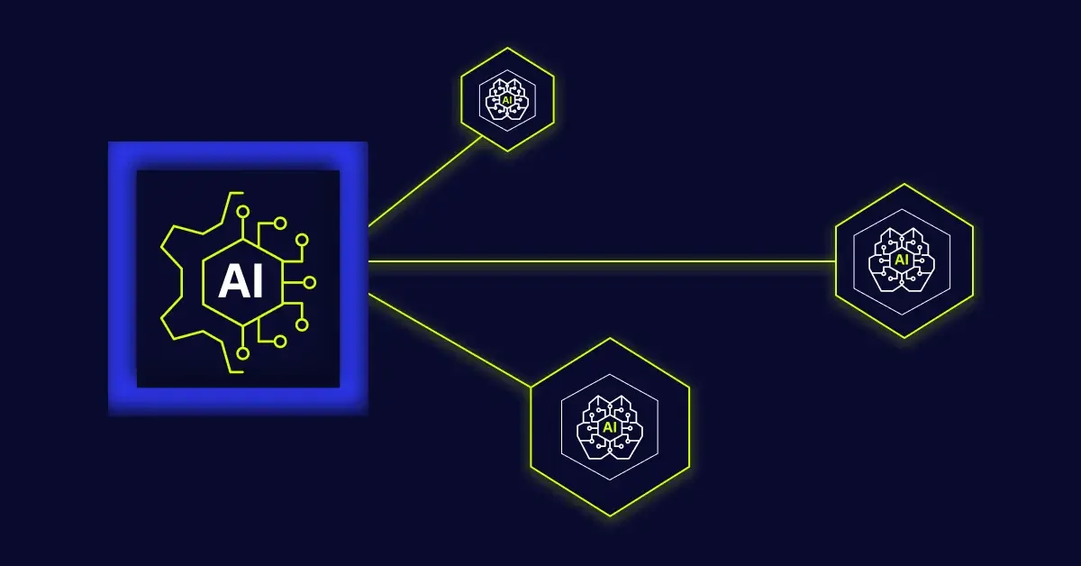 Image of a small web of icons labelled as AI, representing a group of dependencies