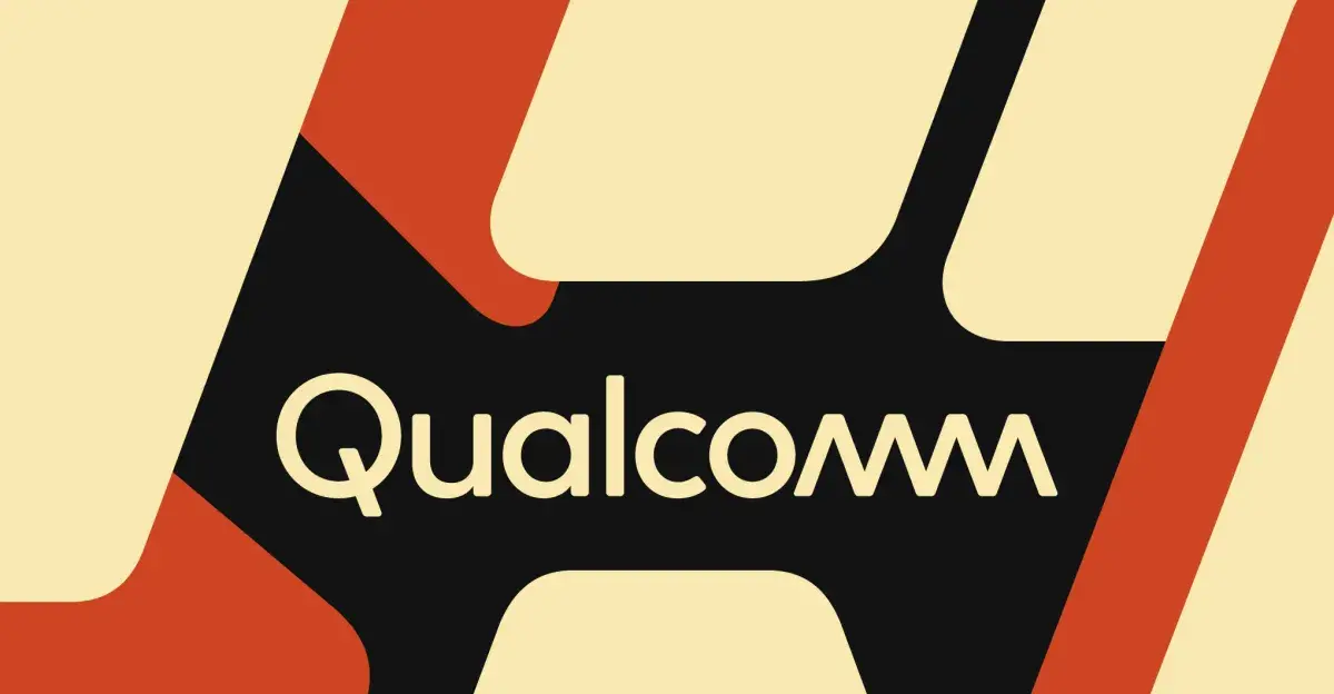 Qualcomm logo over a multicolored illustration