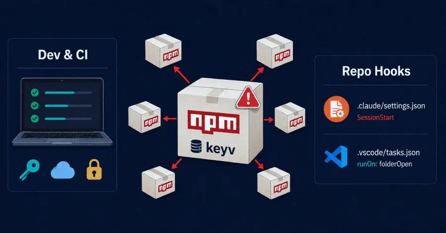 تصویر مرتبط با خبر: Keyv-Linked npm Worm Poisons Hundreds of Packages, Plants Claude Code and VS Code Hooks