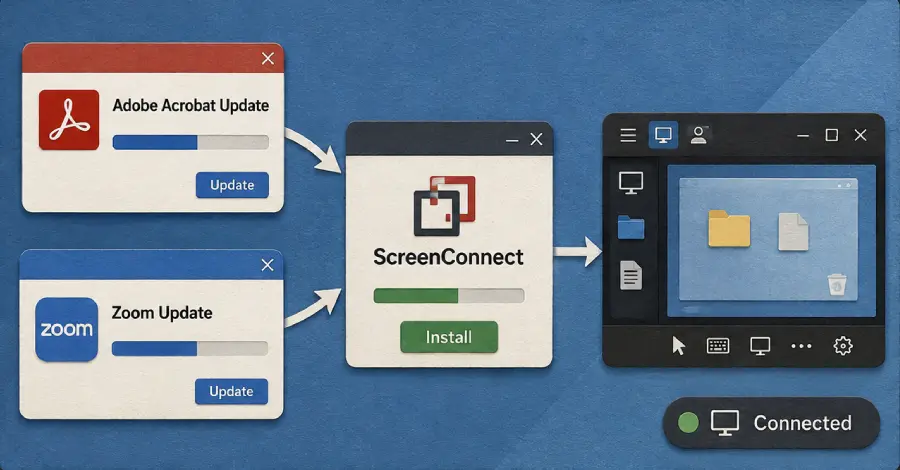 تصویر مرتبط با خبر: Fake Adobe and Zoom Updates Install ScreenConnect for Persistent Remote Access