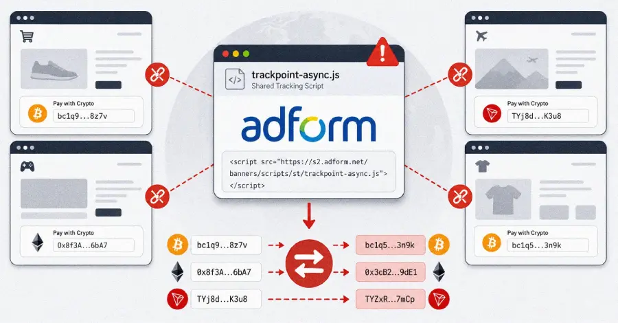 تصویر مرتبط با خبر: Hackers Poison Adform Script to Swap Crypto Wallet Addresses Across Customer Sites